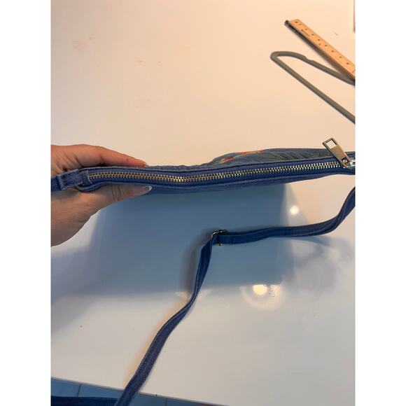 Lulu's Tropical Toucan Blue Denim Embroidered Clutch - Picture 8 of 8